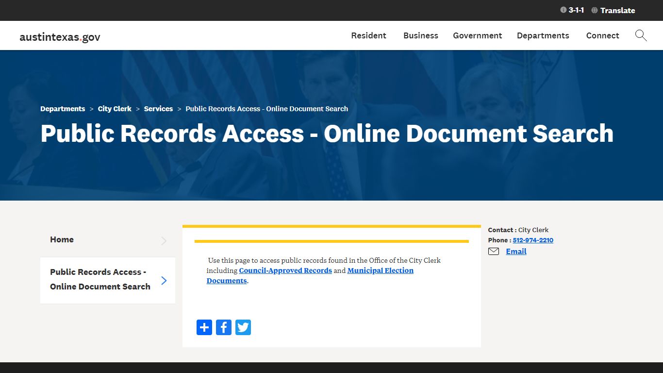 Public Records Access - Online Document Search - Austin, Texas